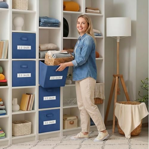 Storage Bins,11 Inch Cube Storage Bin with Labels,6pcs,Navy Blue - Image 7