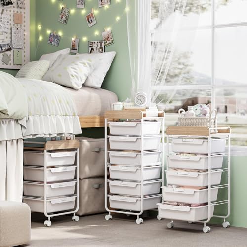 SYKIARIOL Rolling Cart with 5 Drawers,Art Craft Cart,White - Image 7