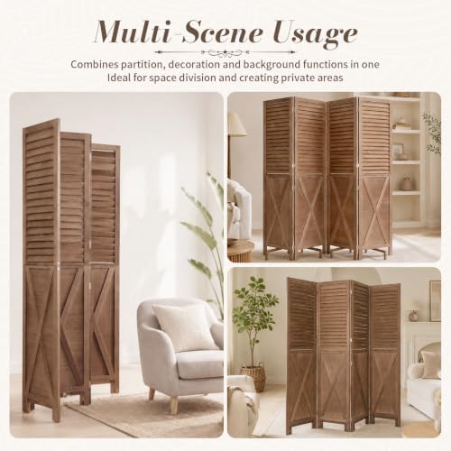 Wood Room Divider 4 Panel Folding Privacy Screen,2-in-1 Design Wall Divider - Image 7