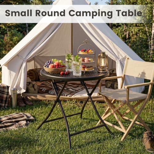TeoKJ Folding Small Outdoor Side Table, No Assembly Patio Metal Desk, Black - Image 6