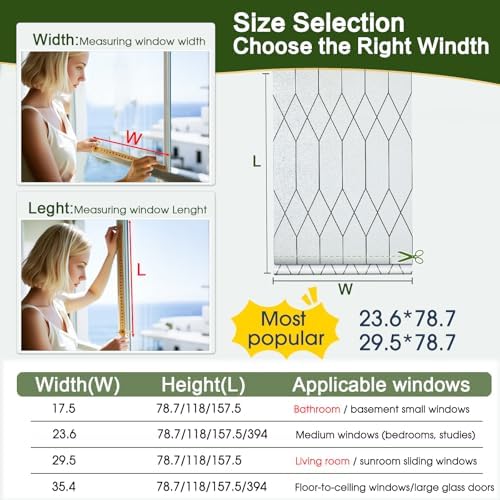 Windimiley Window Privacy Film, Moroccan Pattern Static Cling, 35.4"x78.7" - Image 6