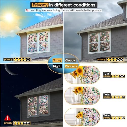 Rainbow Window Privacy Film Decorative, 3D Decals Stained Glass Clings, Static Cling Sticker, Suncatcher Windows Cover Tint for Home, 35.4 Inch x 157.4 Inch - Image 7