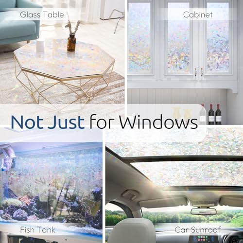 rabbitgoo Rainbow Window Privacy Film, Stained Glass Cling, 29.5" x 157.4" - Image 7