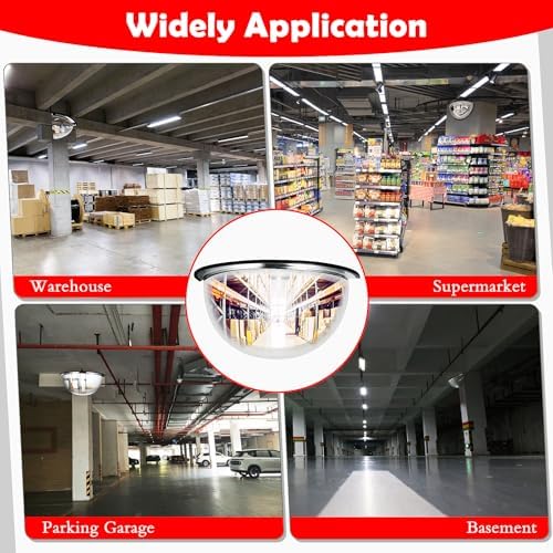 2 Pcs Acrylic Half Dome Blindspot Mirror - 18" Diameter Safety Convex Mirror for Wall, Ceiling, Driveway, Outdoor, Hallway, Warehouse, Office - Image 6