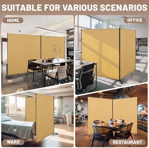 2 Panels Room Divider/Privacy Screen 6FT*6FT with Caster Wheels & Brakes - Image 7