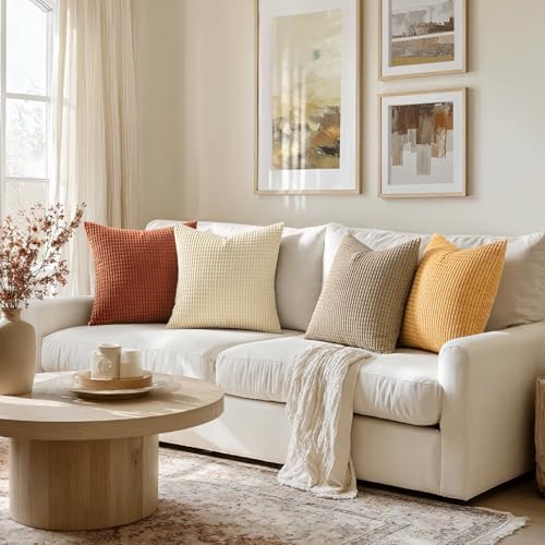 MIULEE Fall Decorative Pillow Covers 18x18 Inch Set of 4 Terra Cotta - Image 6