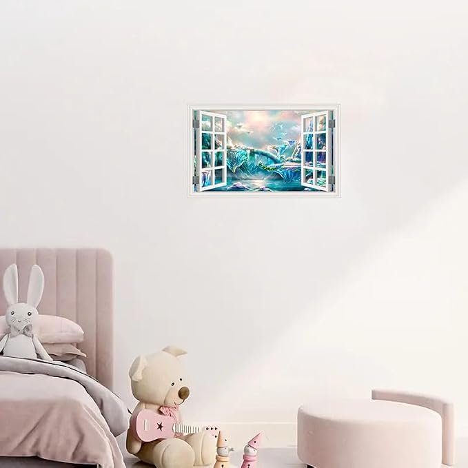 Lmyhome Fake Window Wall Mural Fantastic Fairy Tale Waterfall (16"x24") | Peel and Stick Faux Window Wall Sticker Decal Poster for Bedroom Home Decor - Image 6