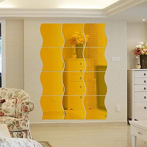 12PCS Wavy Mirror Wall Stickers, Full Length 3D Art DIY Home Decorative Acrylic Sheet Plastic Tiles for Living Room Bedroom Sofa TV Setting Wall Decoration Decor - Image 7