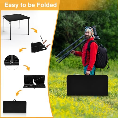 Kasunpul 34" Folding Table, Portable Square Folding Card Table with Collapsible Legs & Carrying Handle, Plastic Tables for Camping,Picnic, Office, Party, Black - Image 6