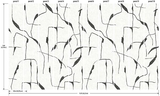 RoomMates RMK12210M Nikki Chu Off White and Charcoal Black Ivory Coast Peel and Stick Wall Mural - Image 6