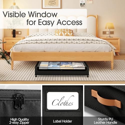 Yecaye Under Bed Storage with Wheels 2Pack, 70L Larger Capacity Under Bed Storage Containers, Underbed Shoe Storage Organizer, Rolling Under Bed Metal Drawers for Clothes, Blankets(35.5 x 17 x 6.7in) - Image 6