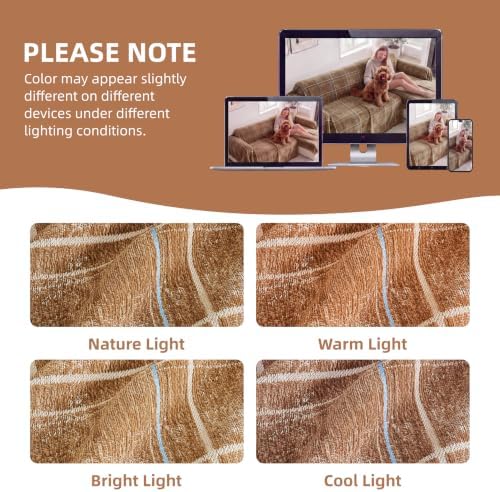 Couch Cover for Dogs Washable Sofa Cover, Sectional Couch Covers, Sofa Covers for 2 Cushion Couch, Non Slip Stripe Sofa Slipcovers Furniture Protector (Brown Checkered 71x102) - Image 7