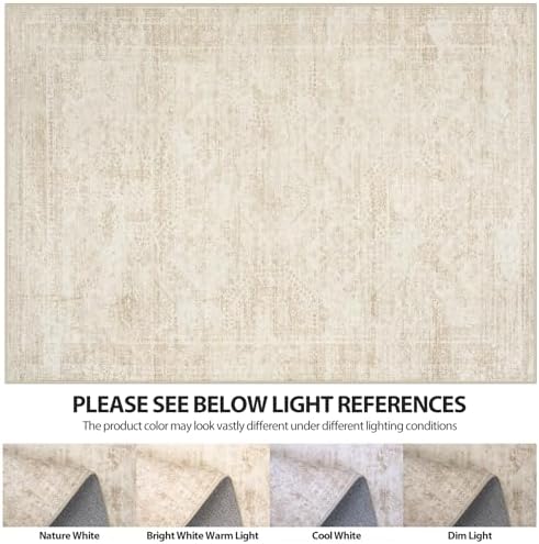 Aelenmu 5x7 Area Rugs for Living Room Washable Bedroom Dining Room Beige - Image 7