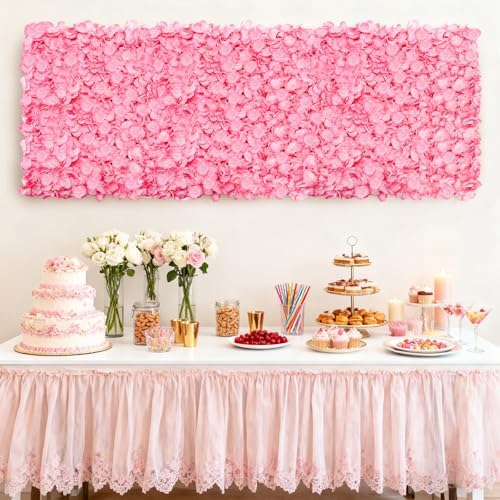 Noamus 4 Pack 24"x16" Flower Wall Panel Set, Artificial Flower Backdrop, 3D Silk Pink Hydrangea Floral, Wall Decorative Faux Flower for Photo Centerpieces, Home Party Wedding Decoration - Image 7