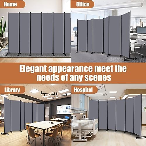 Room Divider 6FT Tall Folding Privacy Screens,6 Panel Wall Divider w/Wheel - Image 7