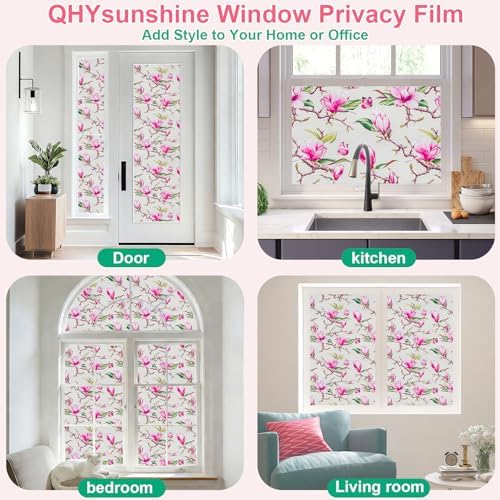 Window Privacy Film Stain Glass Window Film Rainbow Window Film Window clings Non-Adhesive Reusable Decorative for Room (Frosted Magnolia, 35.4 X 78.7 in) - Image 6