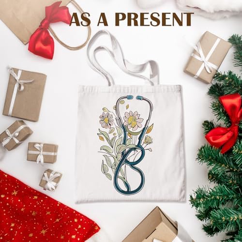 Nurse Canvas Tote Bag, Nurse Appreciation Gifts, Nursing School Gift Reusable Shopping Grocery Bags - Image 6