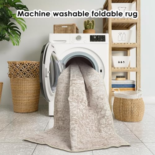 RUGIXE 5x7 ft Beige Washable Area Rug for Living Room,Vintage Boho,Non Slip - Image 6