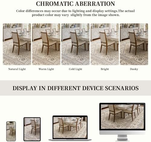 3x16 Washable Hallway Runner Rug - Non-Slip Vintage Kitchen Rugs Beige Gray - Image 6