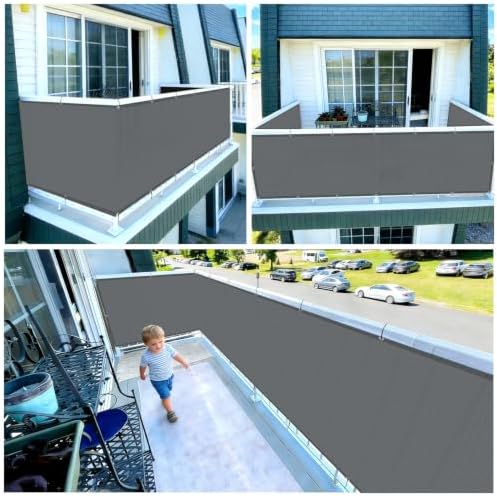 COOLBOYS Customized 3.3'x39' Dark Grey Balcony Privacy Screen Fence Cover - Image 6