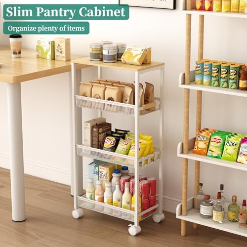 4-Tier Slim Utility Rolling Laundry Cart with Wheels, Easy to Assemble - Image 7