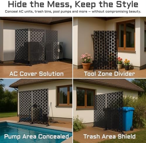 72" Metal Privacy Screen Freestanding Outdoor Room Divider Decorative Laser Cut Fence Panel, Weatherproof Patio Privacy Fence for Garden, Balcony, Backyard Landscape - Image 7