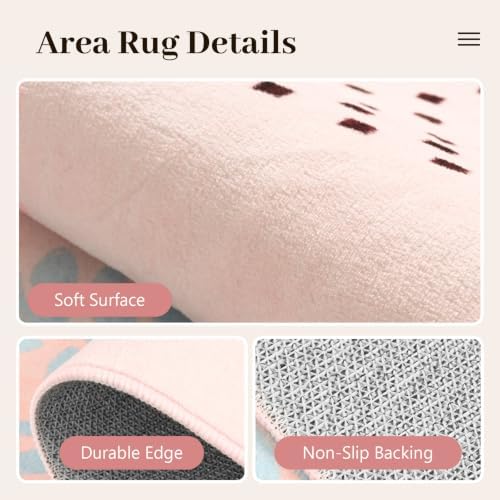 6x9 Ft Washable Area Rug for Living Room Cream Pink Modern Neutral Carpet - Image 6