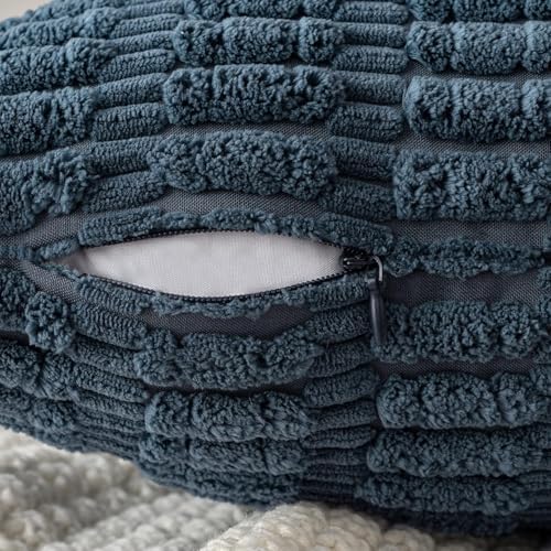 MIULEE Lumbar Corduroy Decorative Throw Pillow Covers 12x20 Blue Pack of 2 - Image 6