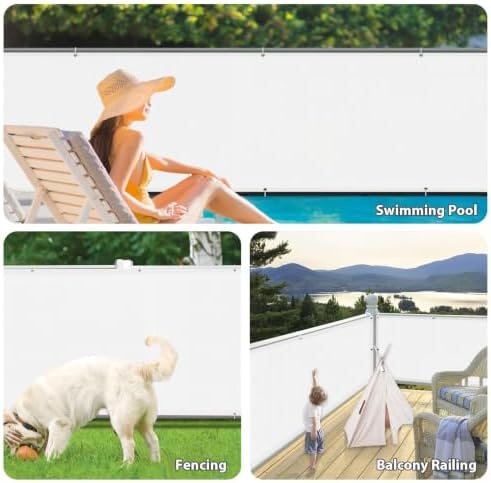 LOVE STORY 3' x 10' Waterproof Balcony Privacy Screen Cover, White - Image 6