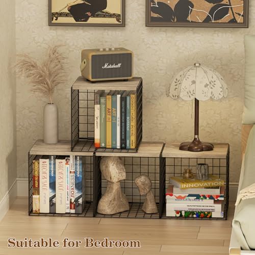 Dmevkic 2 Cube Small Bookcase,Bookshelf for Small Spaces Book Shelf,12.2 x 12.2 x 12.2, DIY Variable Stackable Cube Storage for Living Room,Office,Bedroom - Image 6