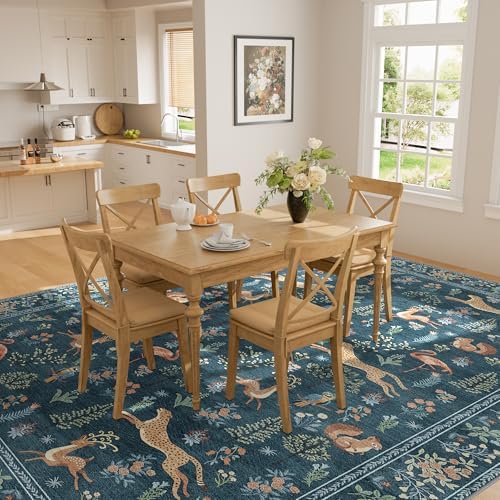 DUKINO 5x7 Area Rugs, Washable Animal Rug for Living Room Non Slip, Blue - Image 6