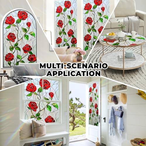 Window Privacy Film Frosted Glass Window Sticker Window Film Static Glass Cling Tint Non-Adhesive for Home Door Decorative Frosting Cover 17.5 X 39.3 inch - Image 6
