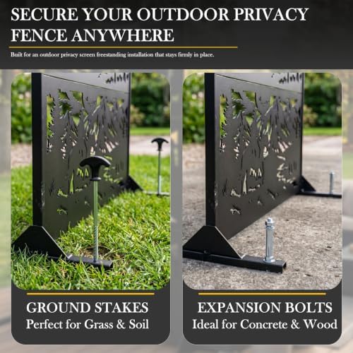 72" H Metal Outdoor Privacy Screen, Freestanding Privacy Panel for Patio - Image 6