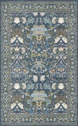 HY HAOYUNLAI Washable 8x8 Floral Square Area Rug Non-Slip Bedroom Carpet by HYHAOYUNLAI