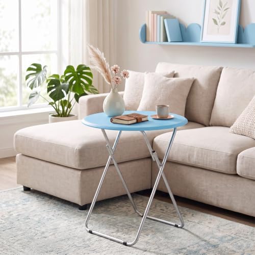 Folding TV Tray Table, Round TV Dinner Trays on Couch, Blue - Image 7