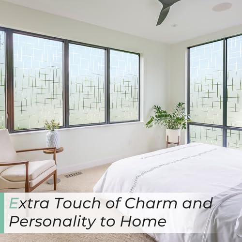 DOWELL Window Privacy Film Frosted Glass Window Film, Sun Blocking Non-Adhesive Glass Cling, Decorative Door Sticker, Self Static-Cling Tint Covering for Home Office, Cross Pattern 23.6" x 157.5" - Image 7