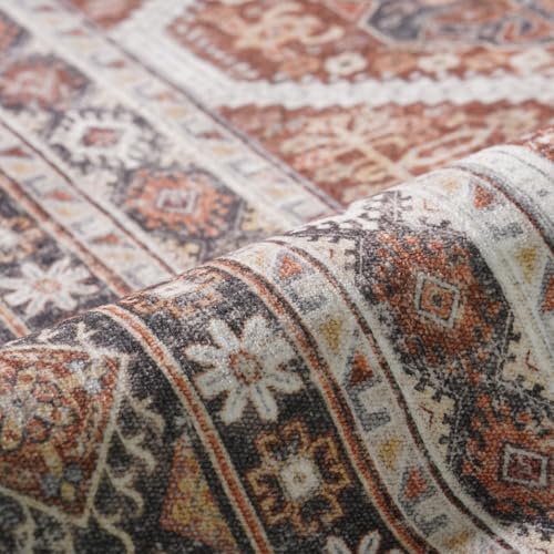 Ksrau 3x10 Runner Rug Washable Vintage: Non Slip Hallway Runners Brick - Image 7