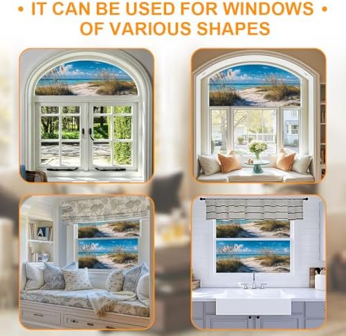 Cmialusie Beach Grass Window Film 17.3 x 39.3 Inch Cling - Image 7