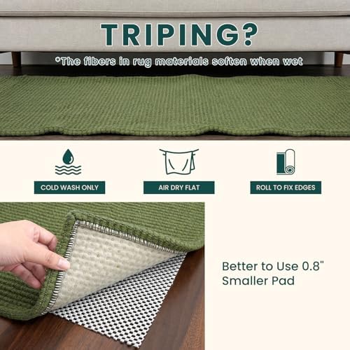 KOZYFLY Cotton 2x12 Runners Rugs for Hallway, Long Washable Runner Rug, Woven Non Slip Kitchen Runner, Braided Entryway Rug, Floor Carpet for Entry, Aisle, Hall, Olive Green/Earthy Green - Image 6