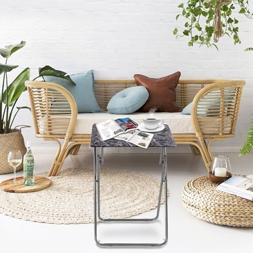 Garden 4 you Folding TV Tray Table,TV Dinner Table with Sturdy MDF Top,Eating Trays for Living Room with No Assembly Required, 2PCS (Black Marble) - Image 7