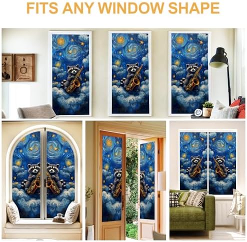 Cmialusie Jazz Raccoon Window Film 39.3 x 17.3 Inch Cling - Image 7