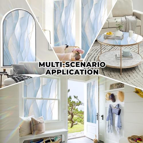 Window Privacy Film Frosted Glass Window Sticker Window Film Static Glass Cling Tint Non-Adhesive for Home Door Decorative Frosting Cover 17.5 X 78.7 inch - Image 6
