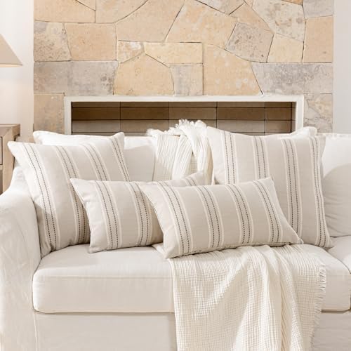Hckot Striped Throw Pillow Covers 24x24 Set of 2 Taupe Pillow Covers - Image 6