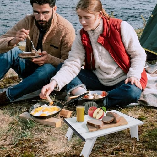 Small Folding Camping Table, Mini Low Portable Beach Tables, White - Image 7
