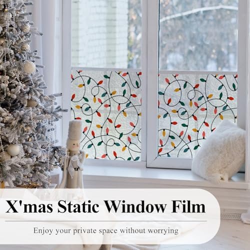 Window Film Christmas Colorful Light Privacy Windows Sticker Stained Style DIY Glass Art Window Privacy Film Stained Glass Decals Self Adhesive Removable for Holiday Home Windows Decor 16.9 * 39.3in - Image 7