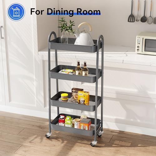 NEWBULIG 4-Tier Metal Rolling Storage Utility Cart with Lockable Wheels - Image 6