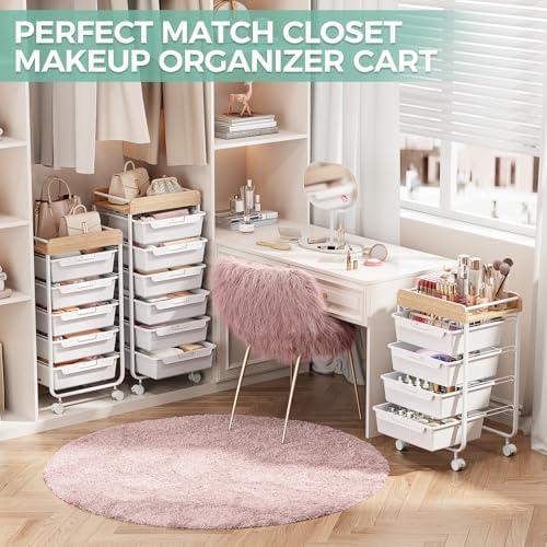 SYKIARIOL Rolling Storage Utility Cart with 4 Drawers,Art Cart,White - Image 7