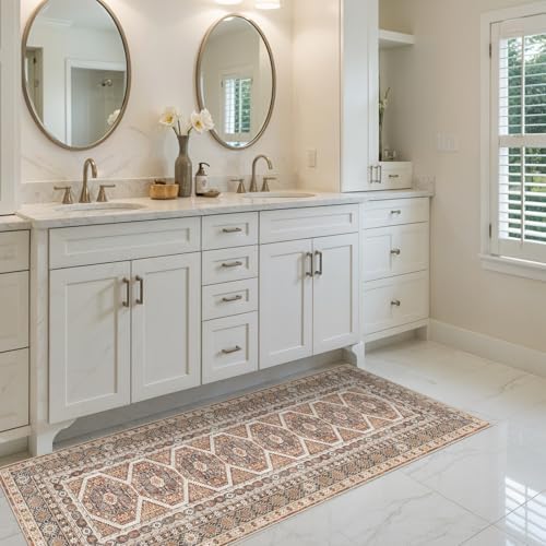Ksrau 2x5 Runner Rug Washable Vintage: Non Slip Long Kitchen Runners Brick - Image 7