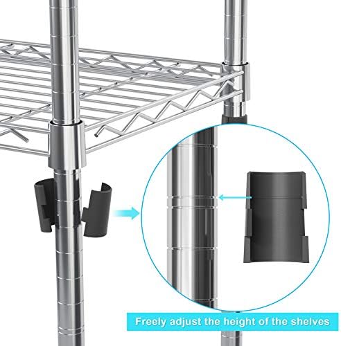 Auslar 4-Shelf Storage Shelves with Casters Heavy Duty 4 Tiers Rolling Cart Utility Racks Adjustable Wire Metal Shelving, Chrome - Image 6