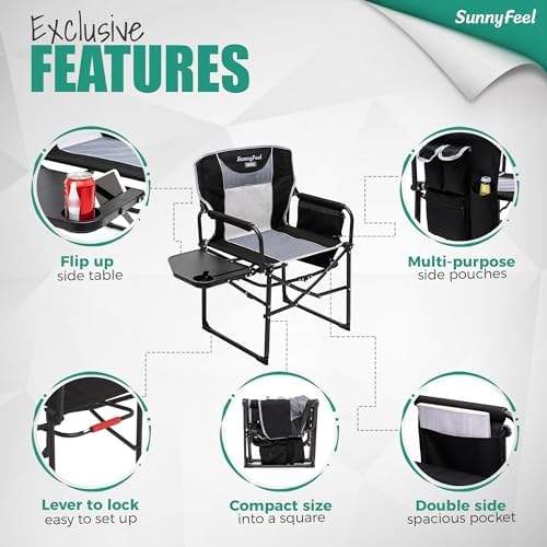 SUNNYFEEL Oversized Directors Camping Chair for Adults with Side Table - Image 6